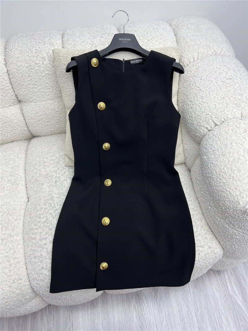 Balmain gold button little black dress replica d&g clothing
