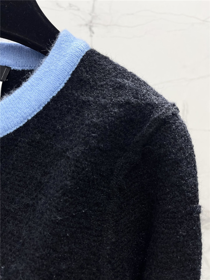 Ch**el colorblock round neck knitted cardigan replica clothes