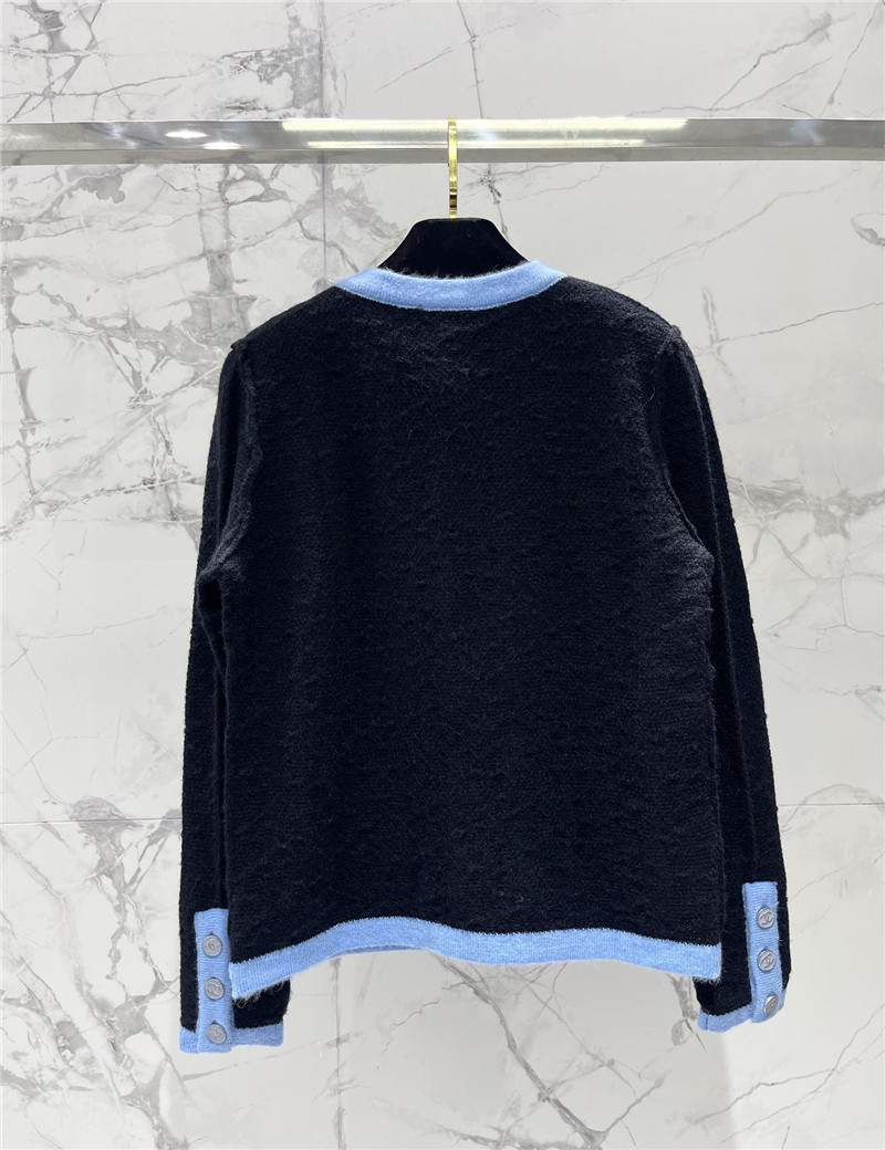 Ch**el colorblock round neck knitted cardigan replica clothes
