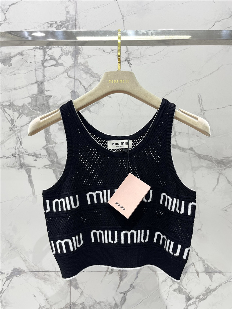 M1um1u letter jacquard vest replica clothing sites