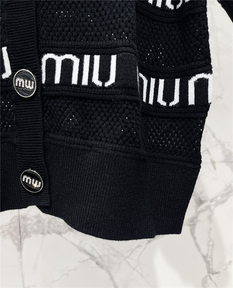 Miu Miu Black White Striped Knit Short-sleeved Shirt