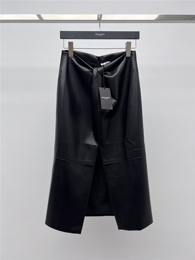 Y51 knot slit leather skirt cheap replica designer clothes