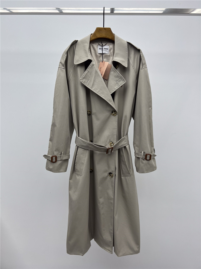M1um1u double-breasted belted trench coat replica clothing sites