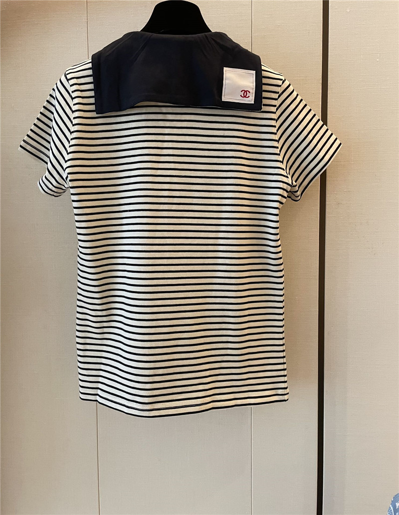 Ch**el navy striped short-sleeved replicas clothes