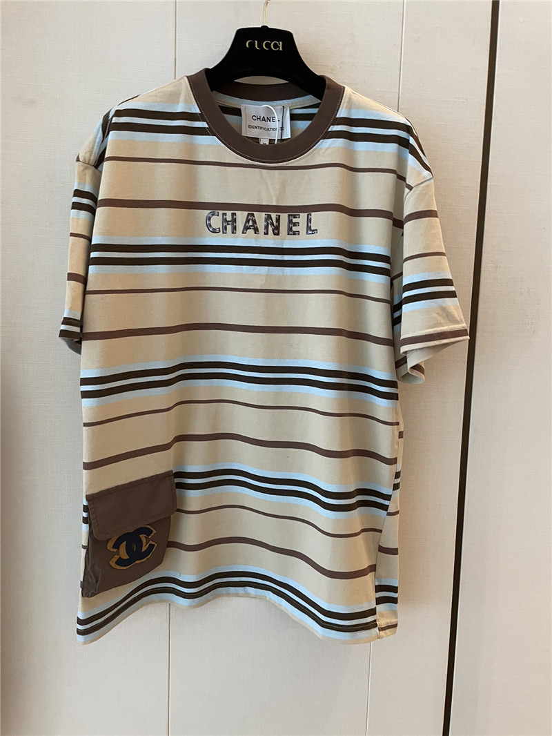 Ch**el new striped t-shirt cheap replica designer clothes