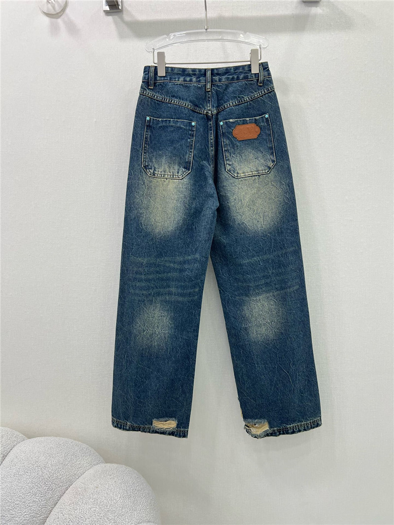 l0vis Vvtt0n lv washed color ripped straight jeans replica clothes