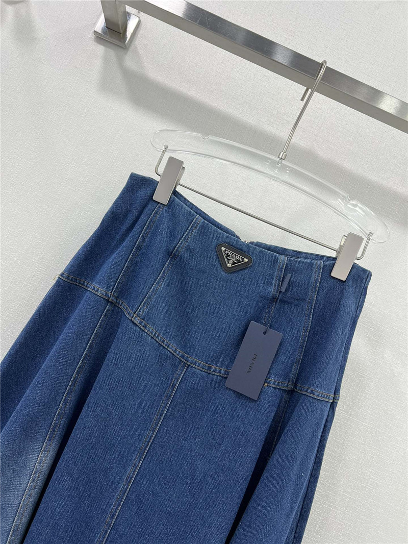 Pra*a triangle logo denim skirt replica d&g clothing