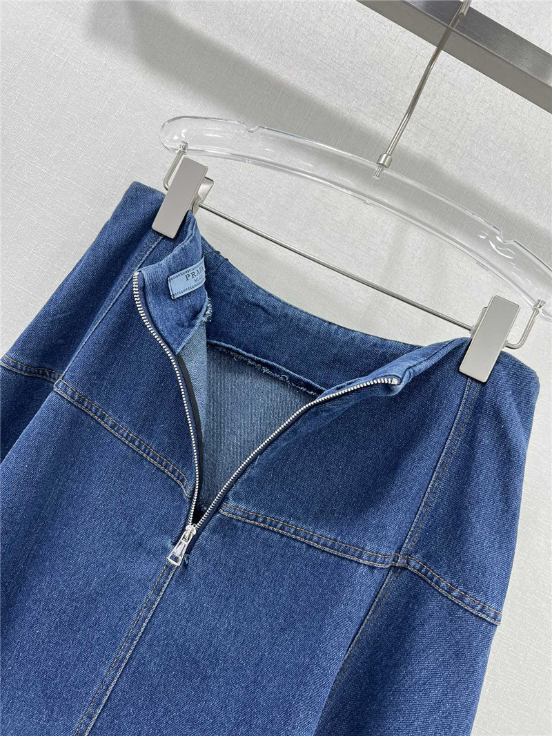 Pra*a triangle logo denim skirt replica d&g clothing