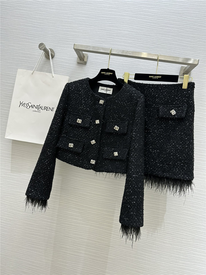 Y51 soft tweed jacket + sequined skirt set replicas clothes