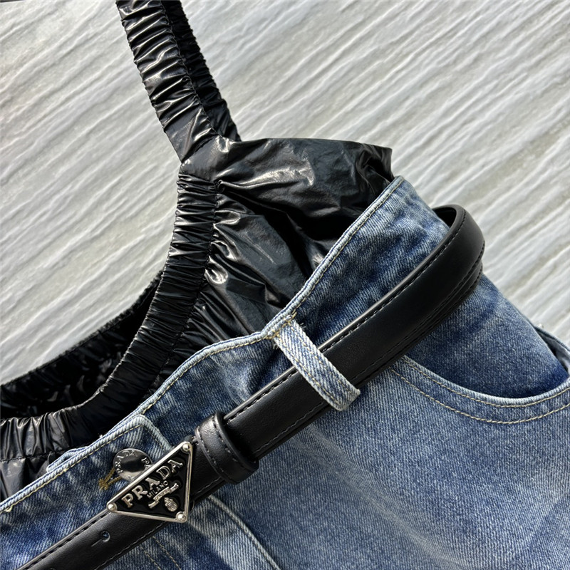 Pra*a fake two piece denim dress replica clothes