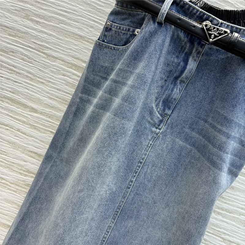 Pra*a fake two piece denim dress replica clothes