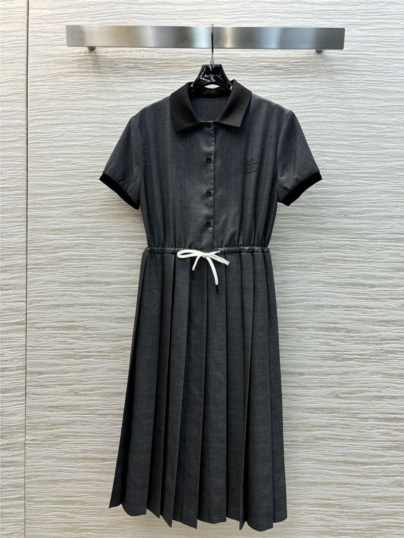 M1um1u lapel pleated drawstring dress replica d&g clothing