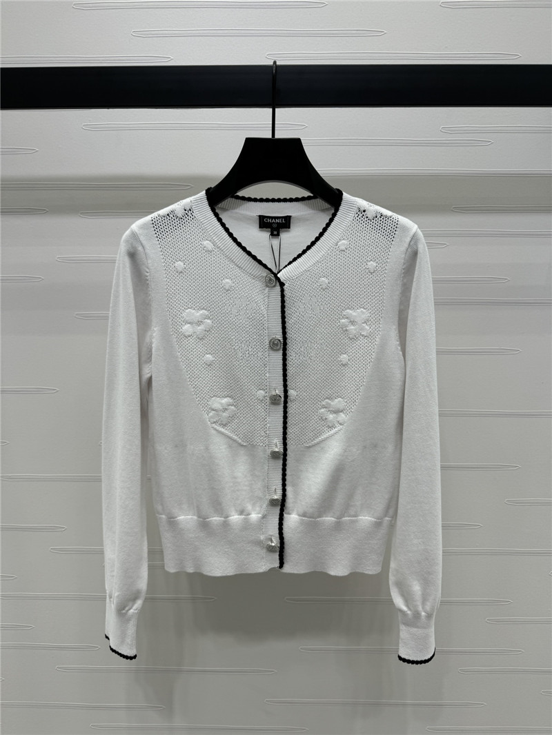 Ch**el jacquard knitted v-neck cardigan replica clothes