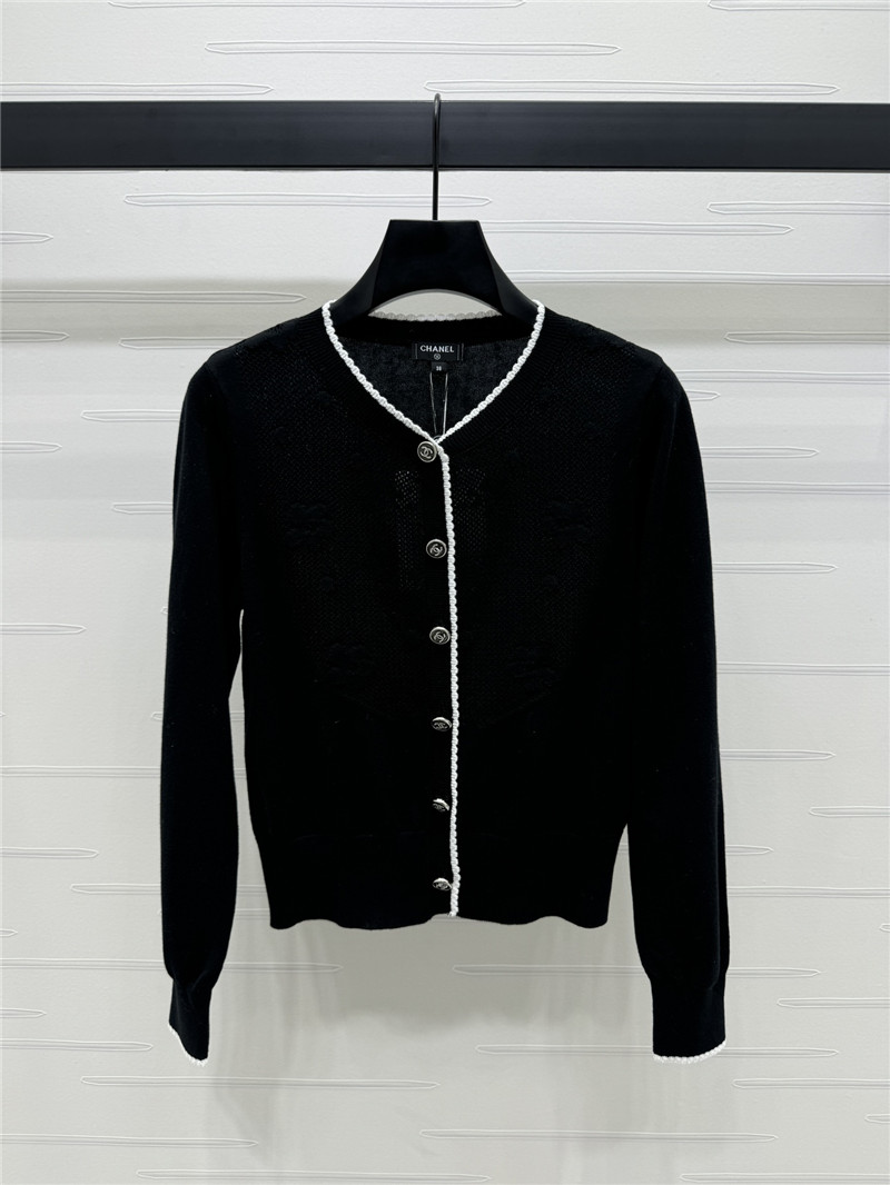 Ch**el jacquard knitted v-neck cardigan replica clothes