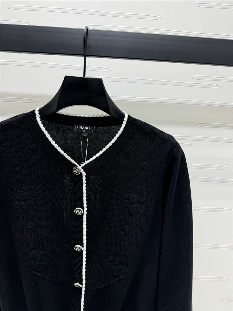 Ch**el jacquard knitted v-neck cardigan replica clothes