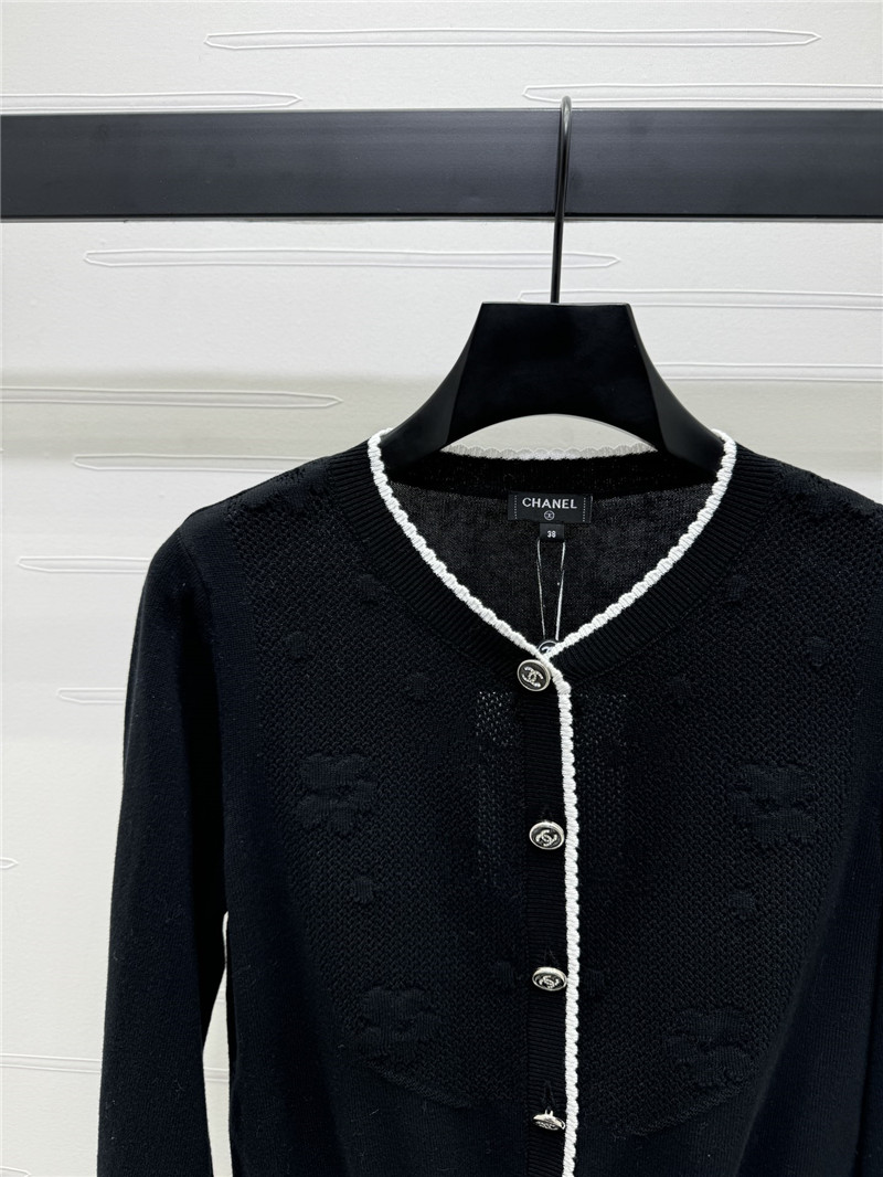 Ch**el jacquard knitted v-neck cardigan replica clothes