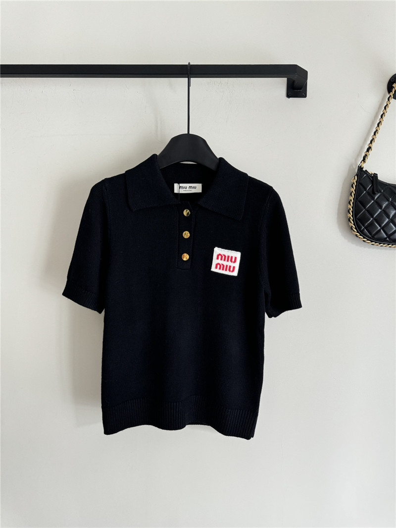 M1um1u polo knit short sleeve replica d&g clothing