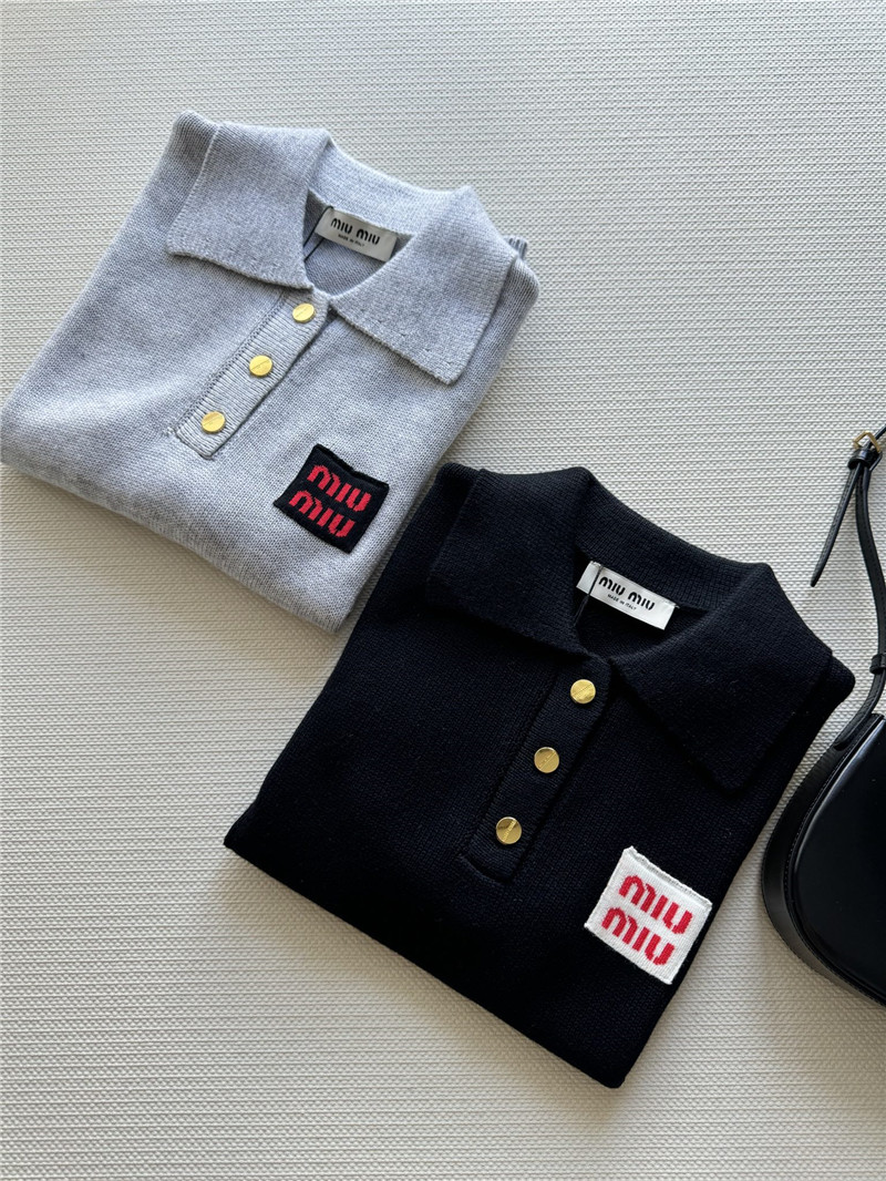 M1um1u polo knit short sleeve replica d&g clothing