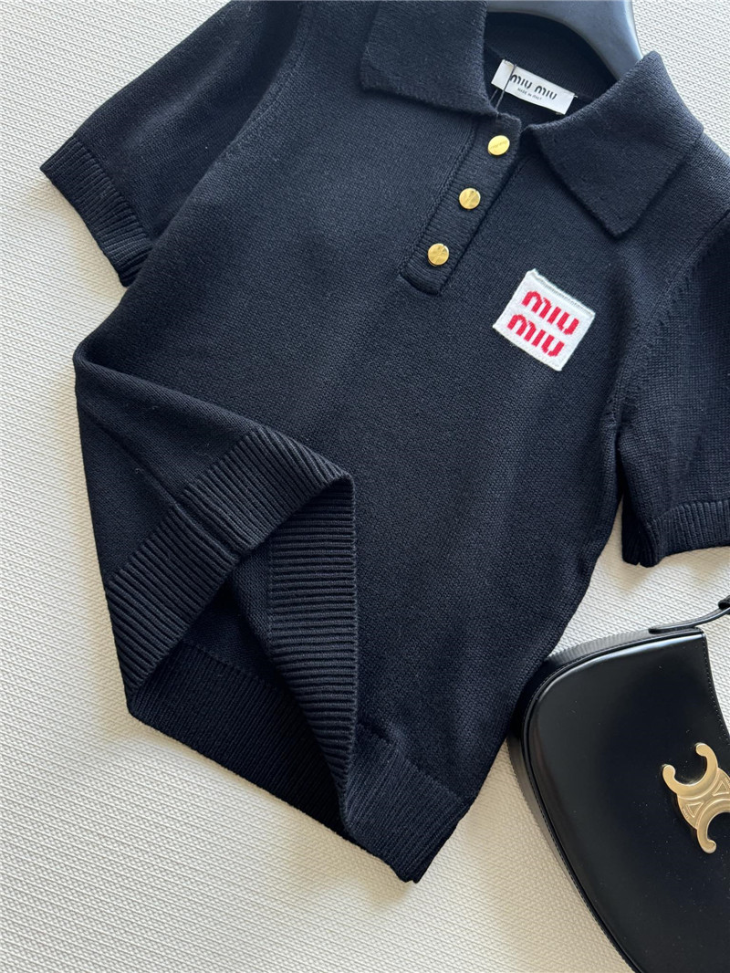 M1um1u polo knit short sleeve replica d&g clothing