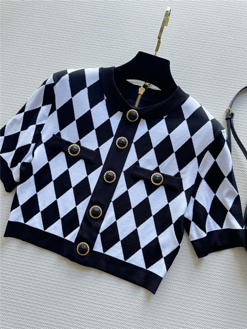 balmain black and white D1am0nd cardigan replica clothes