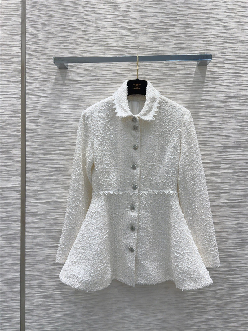 Ch**el long tweed coat replica designer clothes