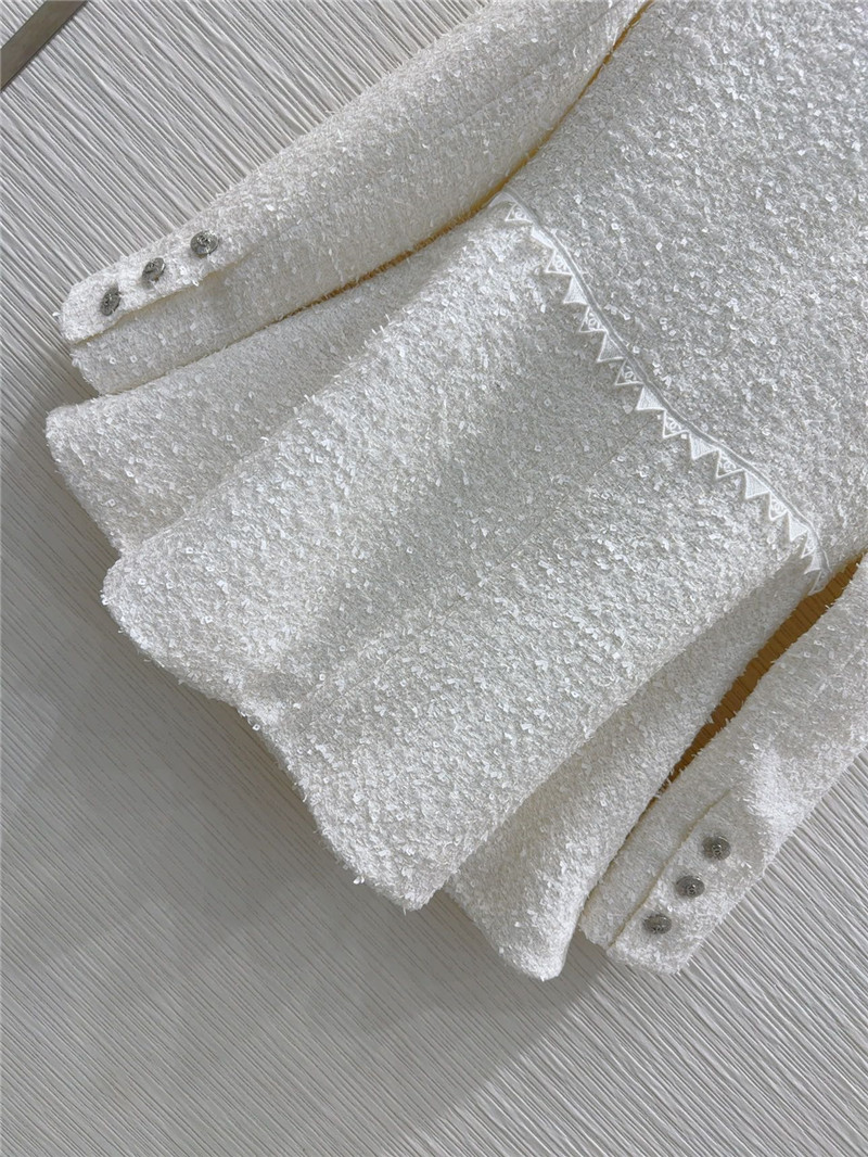 Ch**el long tweed coat replica designer clothes