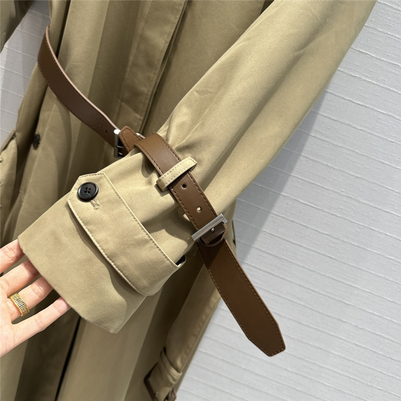 Pra*a waist long trench coat replica designer clothes