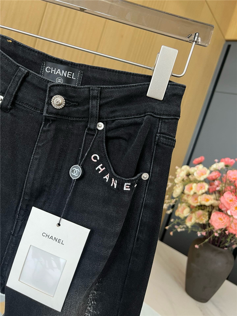 Ch**el embroidered letters slightly spicy jeans replica clothing