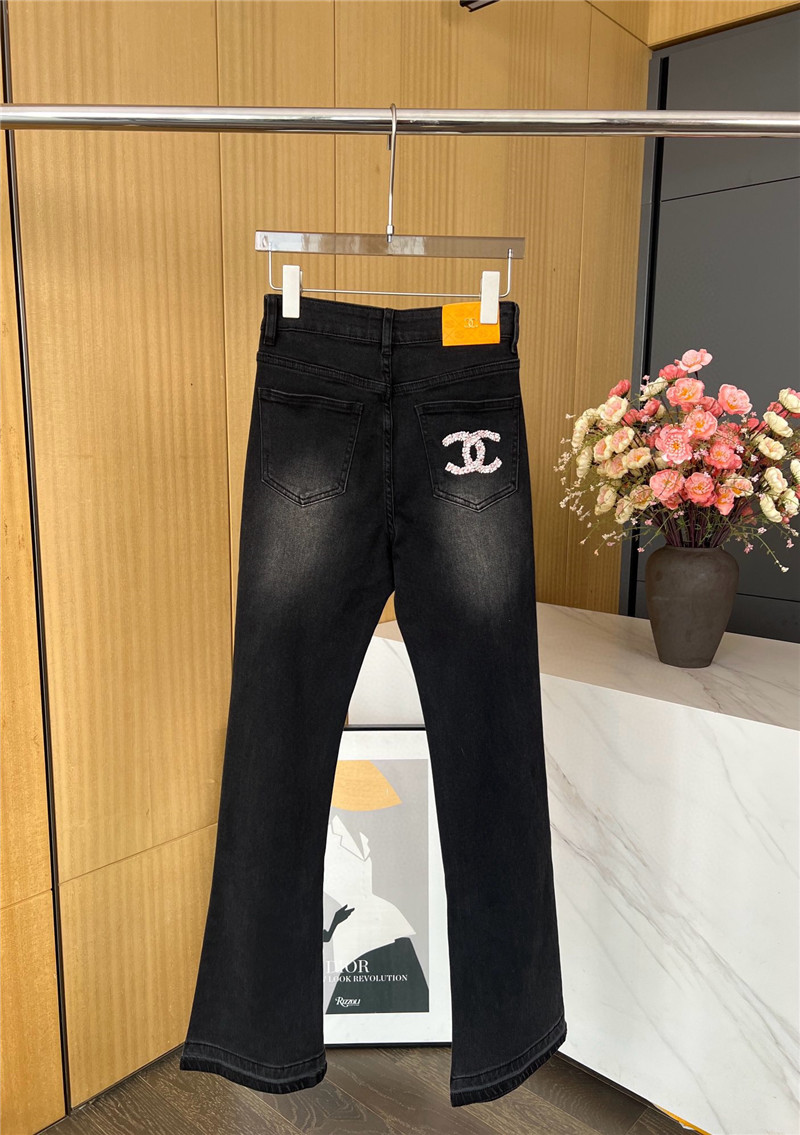 Ch**el embroidered letters slightly spicy jeans replica clothing