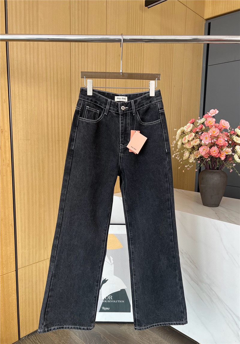 M1um1u black grey denim trousers replica clothes