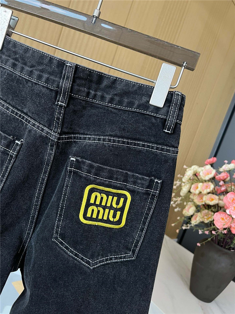 M1um1u black grey denim trousers replica clothes