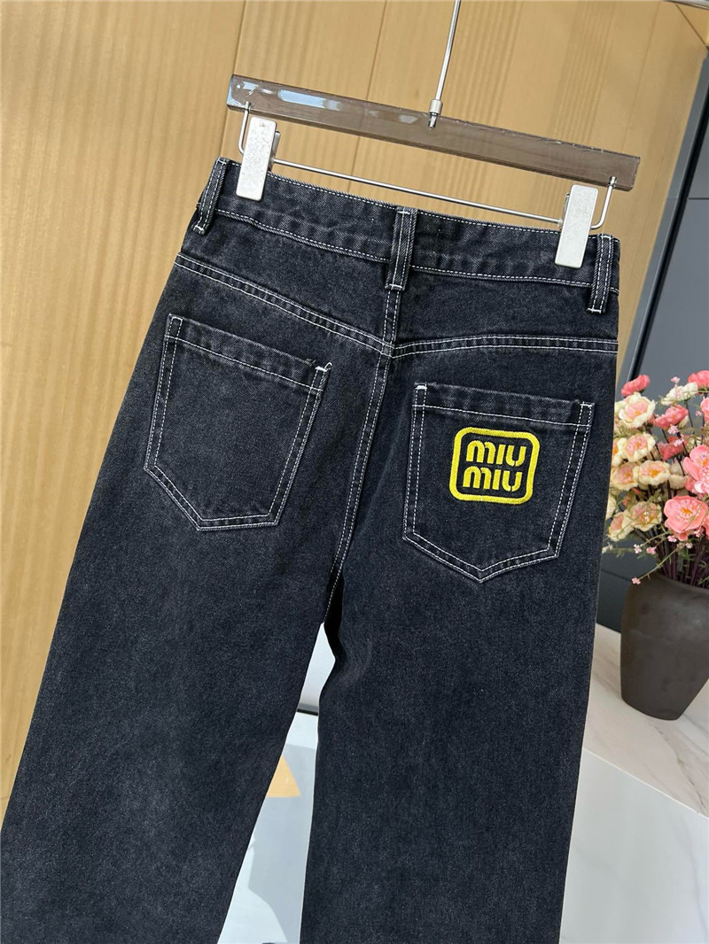 M1um1u black grey denim trousers replica clothes