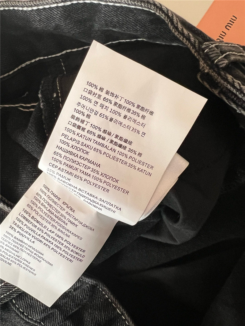 M1um1u black grey denim trousers replica clothes