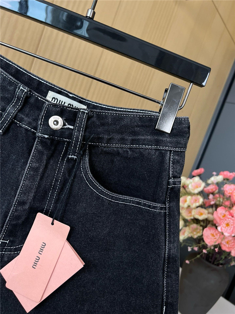 M1um1u black and grey denim shorts replica clothing sites