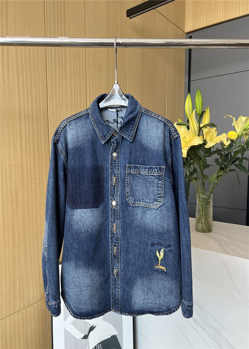 D10r floral slogan embroidered denim jacket replica clothes