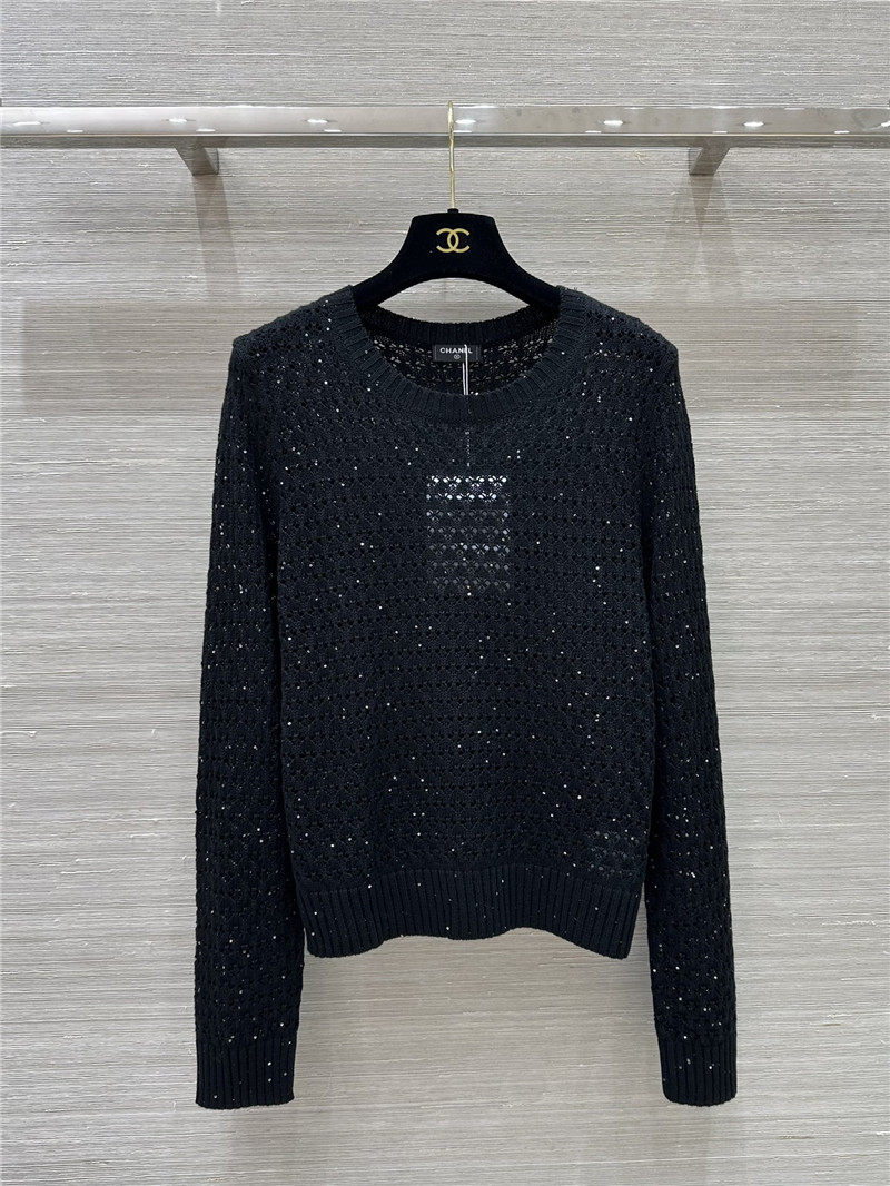 Ch**el hollow crochet top replica clothing sites