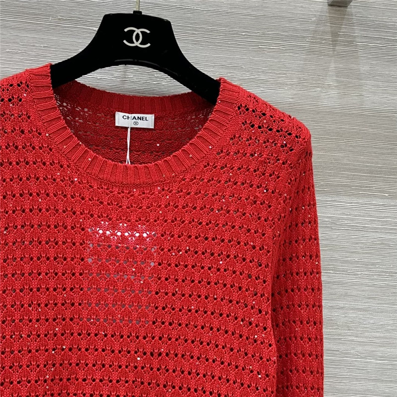 Ch**el hollow crochet top replica clothing sites