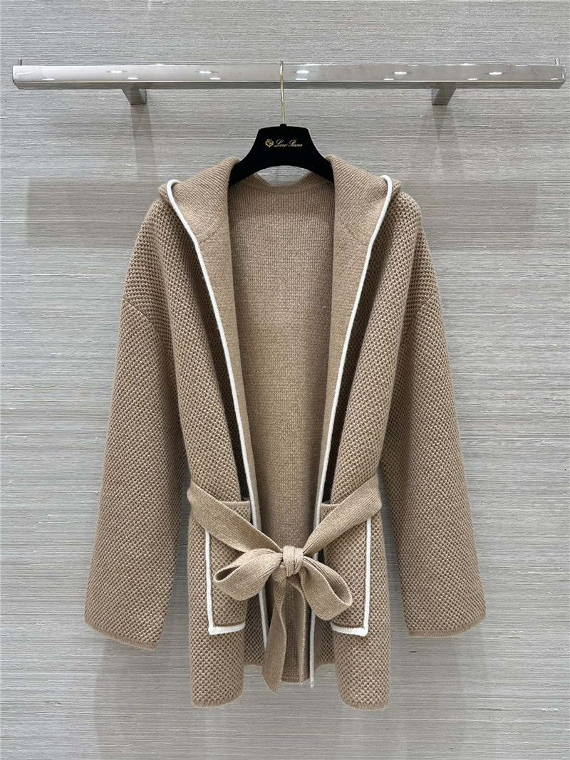 L0r0 P1ana pure cashmere curly tie coat replica clothes