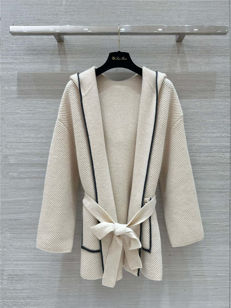 L0r0 P1ana pure cashmere curly tie coat replica clothes