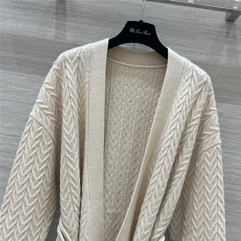 L0r0 P1ana pure cashmere curly tie coat replica clothes