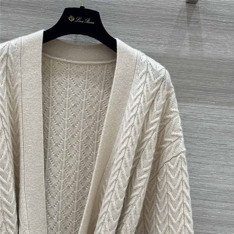 L0r0 P1ana pure cashmere curly tie coat replica clothes