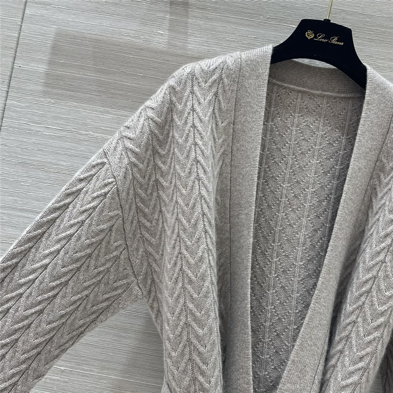 L0r0 P1ana pure cashmere curly tie coat replica clothes