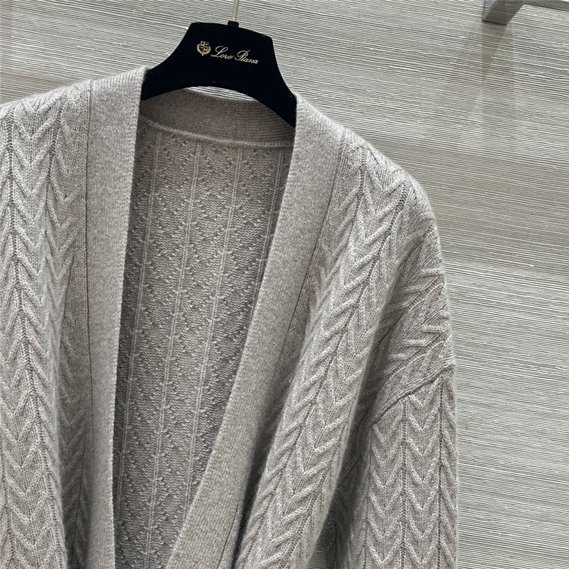 L0r0 P1ana pure cashmere curly tie coat replica clothes