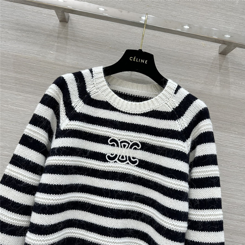 Ce1i*e striped crew neck pullover sweater