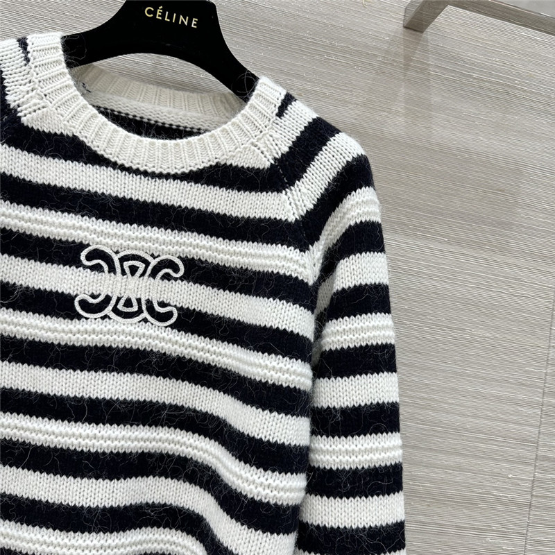 Ce1i*e striped crew neck pullover sweater