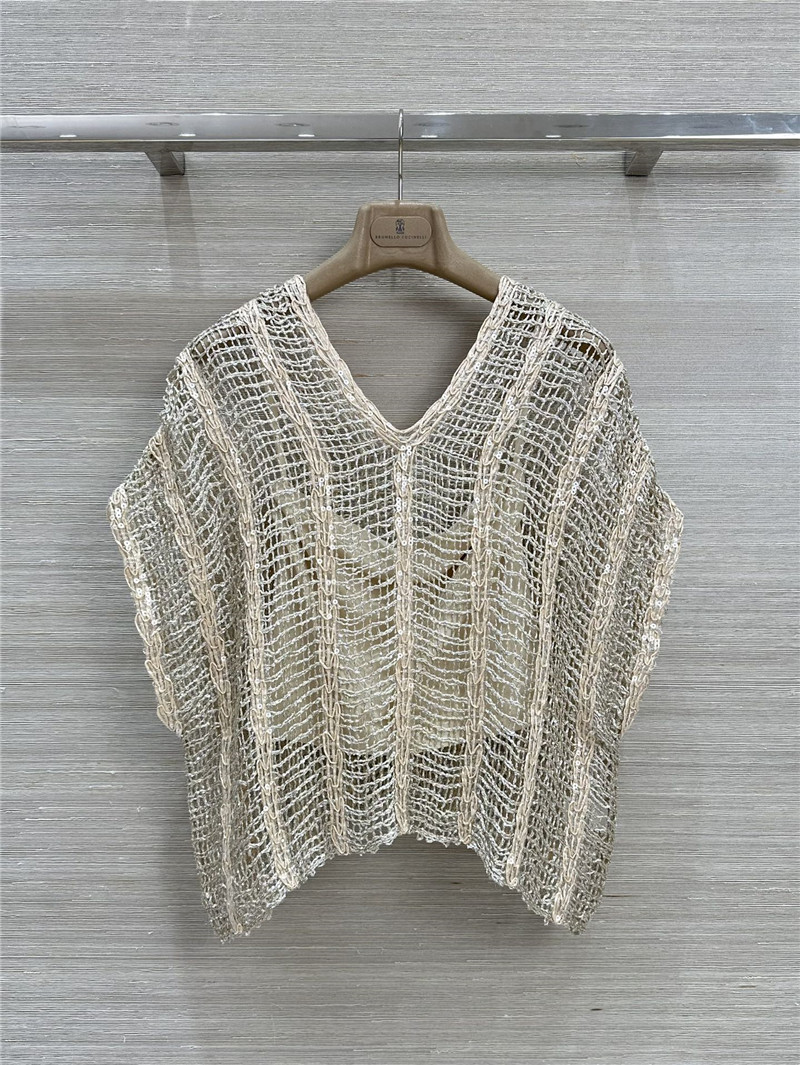 BC hand-crocheted sequined V-neck top replica clothes