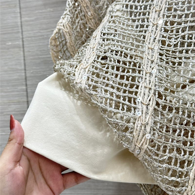 BC hand-crocheted sequined V-neck top replica clothes