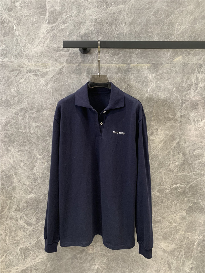 M1um1u lapel long-sleeved polo shirt replica designer clothes