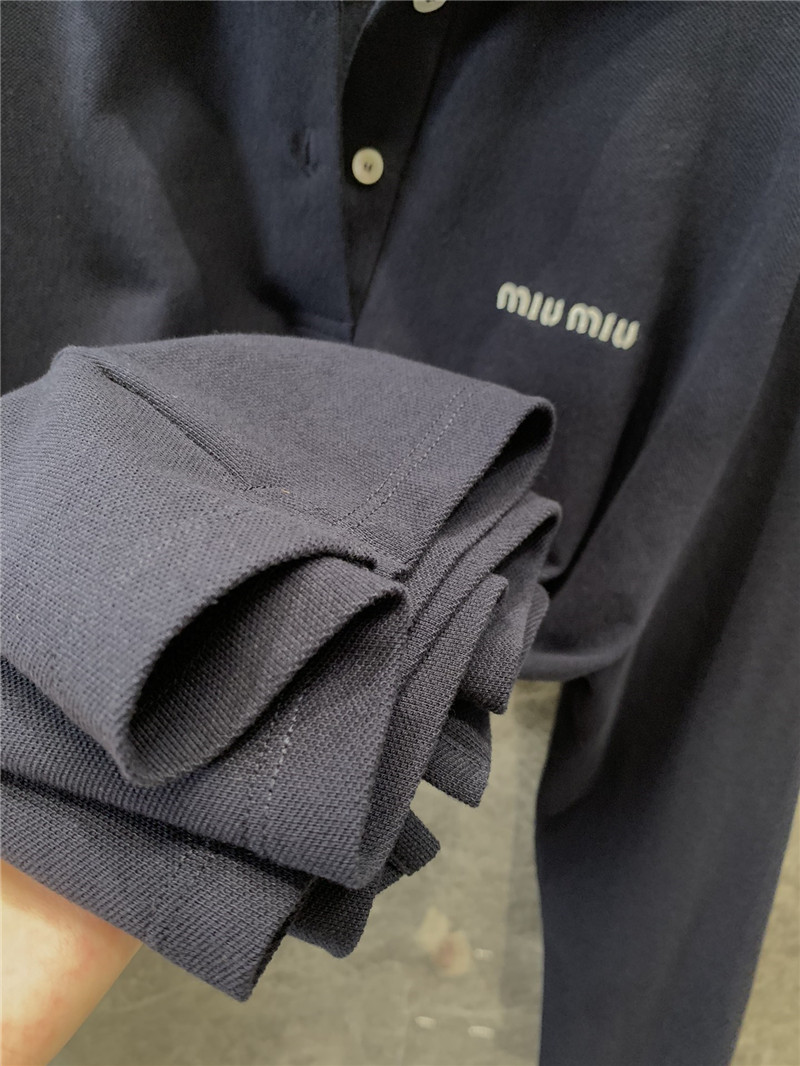 M1um1u lapel long-sleeved polo shirt replica designer clothes