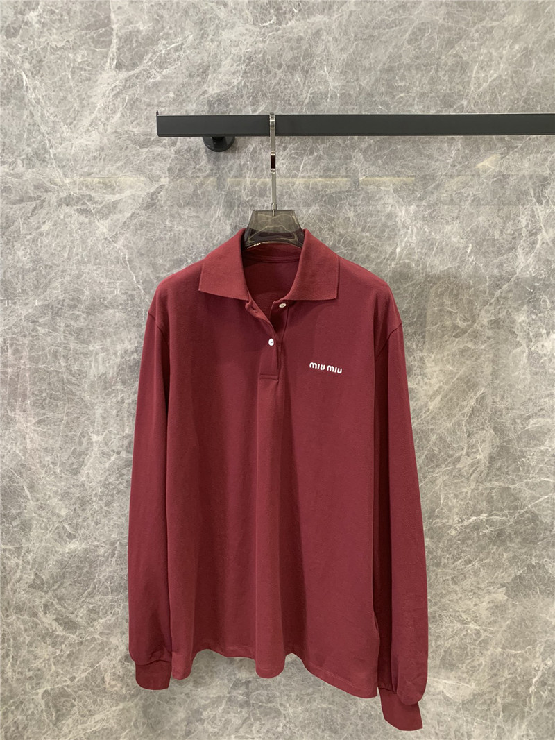 M1um1u lapel long-sleeved polo shirt replica designer clothes